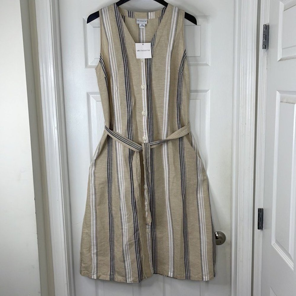NTW Liz Clairborne Sleeveless Linen Shirt Dress Size: LT